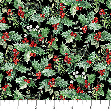 holly leaves and berries, Home for Christmas Cotton Fabric Collection 289
