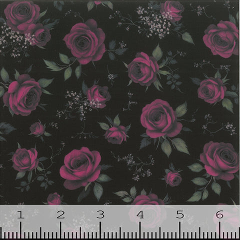 hot pink, Rose Print Dream Polyester Fabric 0006