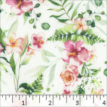 hot pink, Mini Rib Knit Floral Print Fabric 572516