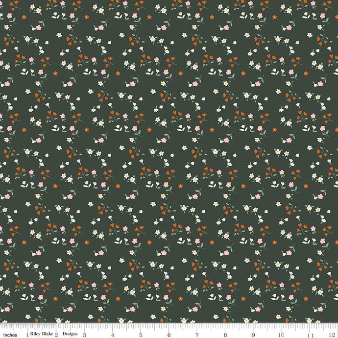 Forgotten Memories Collection Ditsy Flowers Cotton Fabric hunter