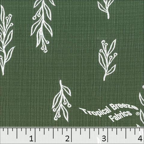 hunter, Linen Crepe Leaf Print Polyester Fabric 048526
