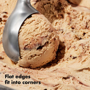 Scooping out ice cream close-up