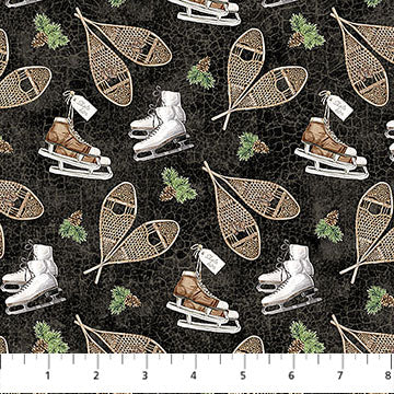 ice skates, Winter Woodland Cotton Fabric Collection 288