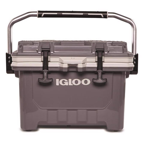 Igloo IMX 24 quart cooler in gray, front view