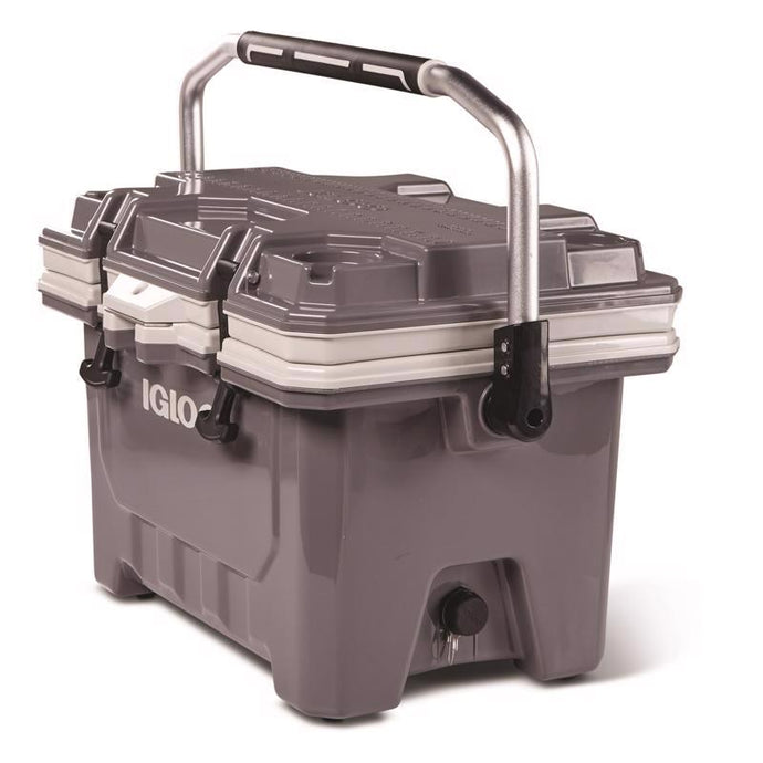 Igloo IMX 24 quart cooler in gray, side view