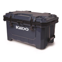 Igloo IMX 70 quart cooler in rugged blue, front sideview
