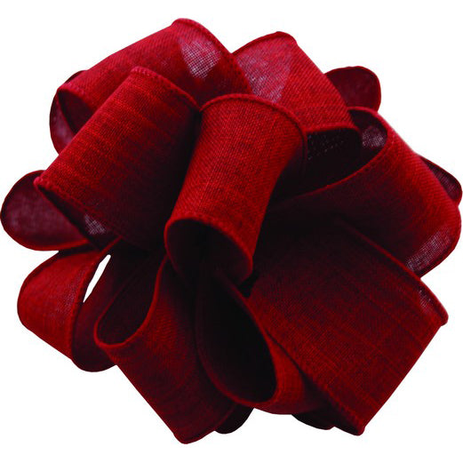 Burgunday Linen Wire Edge Ribbon