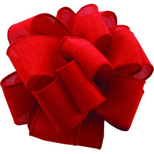 Red Linen Wire Edge Ribbon