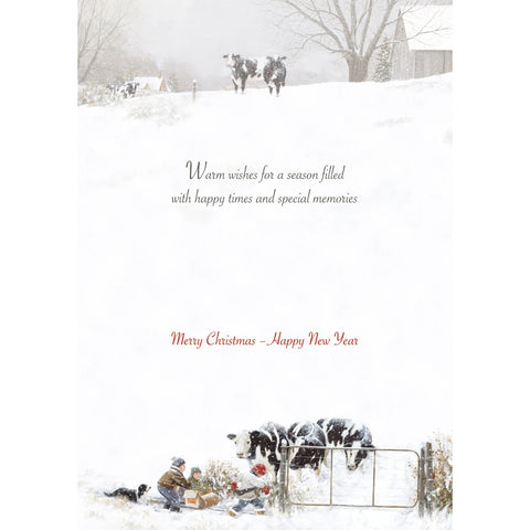 Cows and Sled Boxed Christmas Cards 05431
