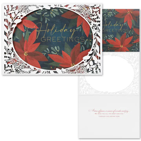 inside, Intricate Poinsettia Boxed Christmas Cards 1001500