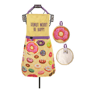 Donut Worry Be Happy Apron with Hand Towel Set IOIZDW
