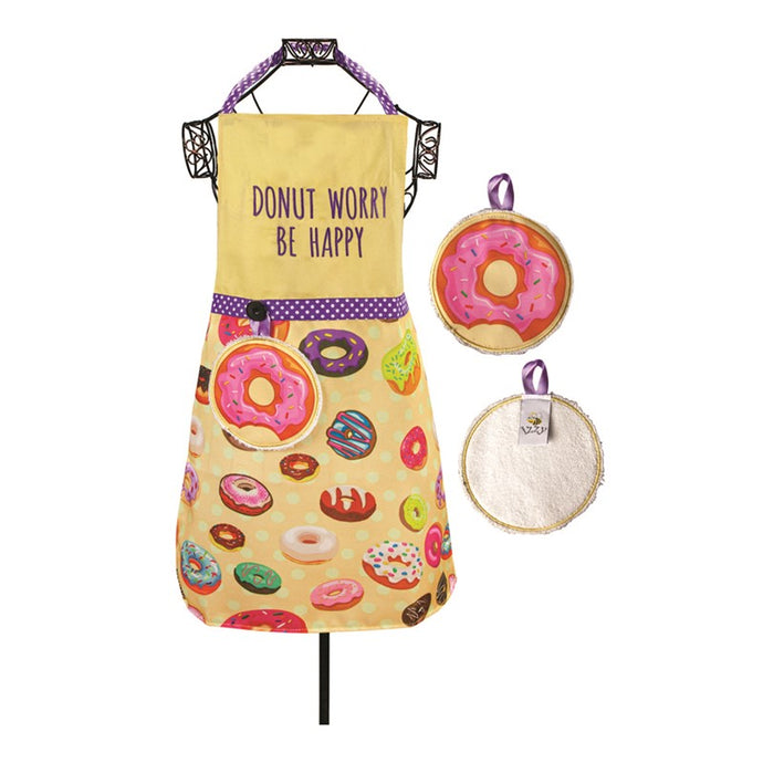 Donut Worry Be Happy Apron with Hand Towel Set IOIZDW