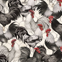 Proud Rooster Collection Packed Roosters Cotton Fabric ivory