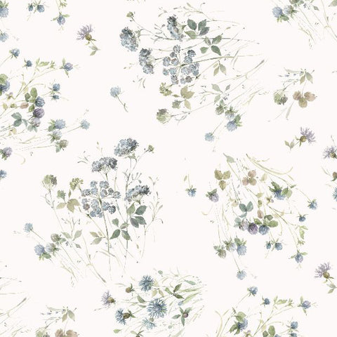 Au Naturel Collection Large Floral Cotton Fabric 17817 ivory background