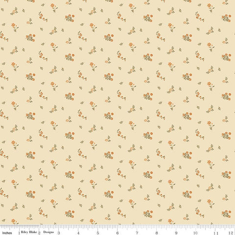 ivory, Bountiful Collection Flower Toss Cotton Fabric C17866
