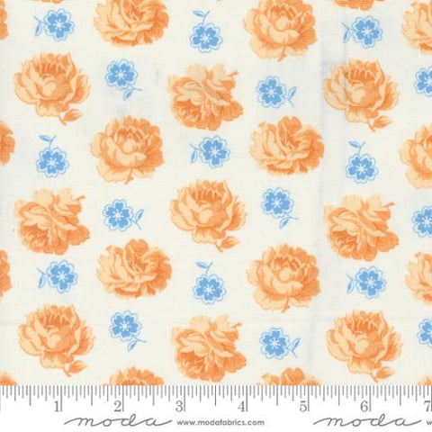 Denim and Daisies Collection Denim Skirt Florals Cotton Fabric 35382 ivory
