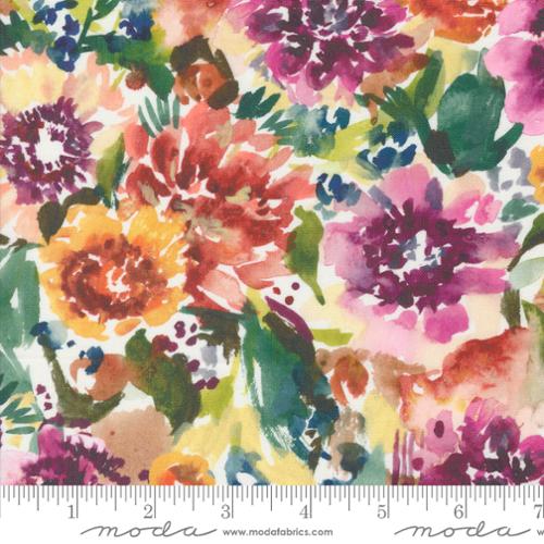 Floribunda Collection Bloomin Summer Florals Cotton Fabric 39803 ivory