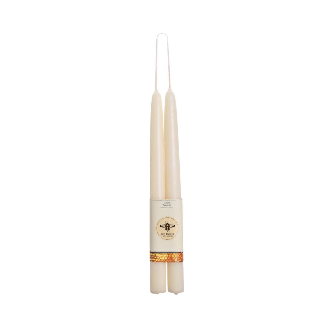 Big Dipper Wax Works standard dripless beeswax tapers in ivory color