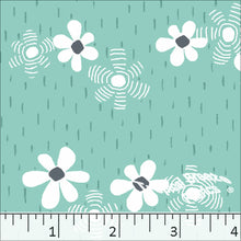 Poly Cotton Floral Dress Fabric Jade