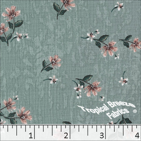 jade, Linen Crepe Floral Print Polyester Fabric 048612