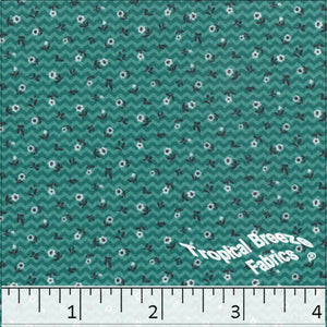 jade, Pick Stripe Tiny Floral Print Polyester Fabric 04943