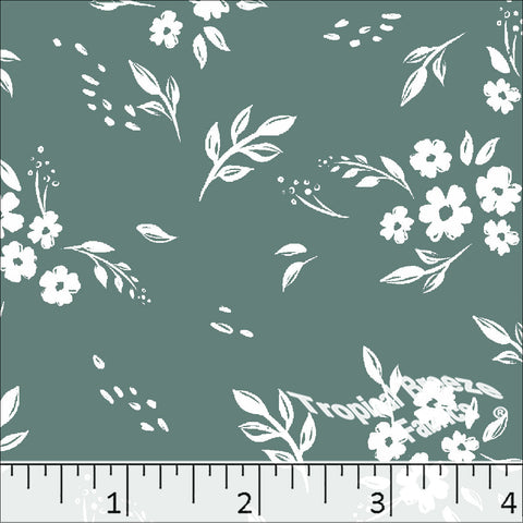 jade, Standard Weave Floral Poly Cotton Fabric 6277