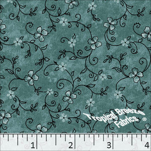 Standard Weave Floral Print Poly Cotton Dress Fabric 6039 jade
