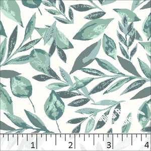 Standard Weave Leaf Print Poly Cotton Fabric 6084 jade