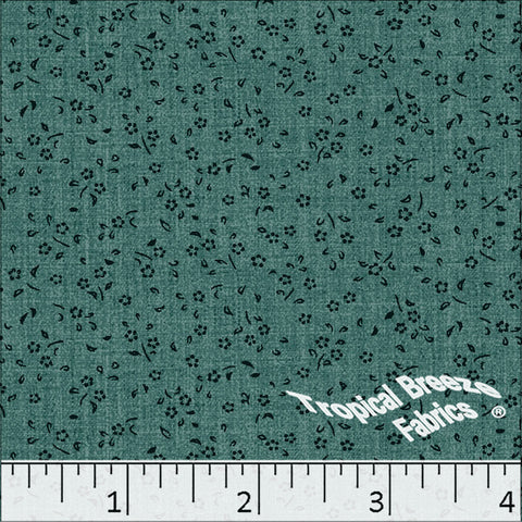 jade, Standard Weave Tiny Floral Print Poly Cotton Fabric 6307