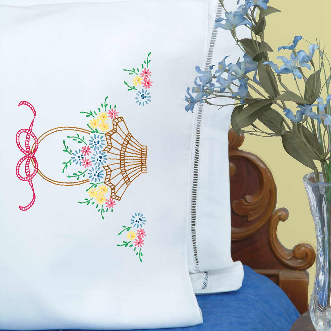 Basket of Daisies Perle Edge Pillowcases 1600-121