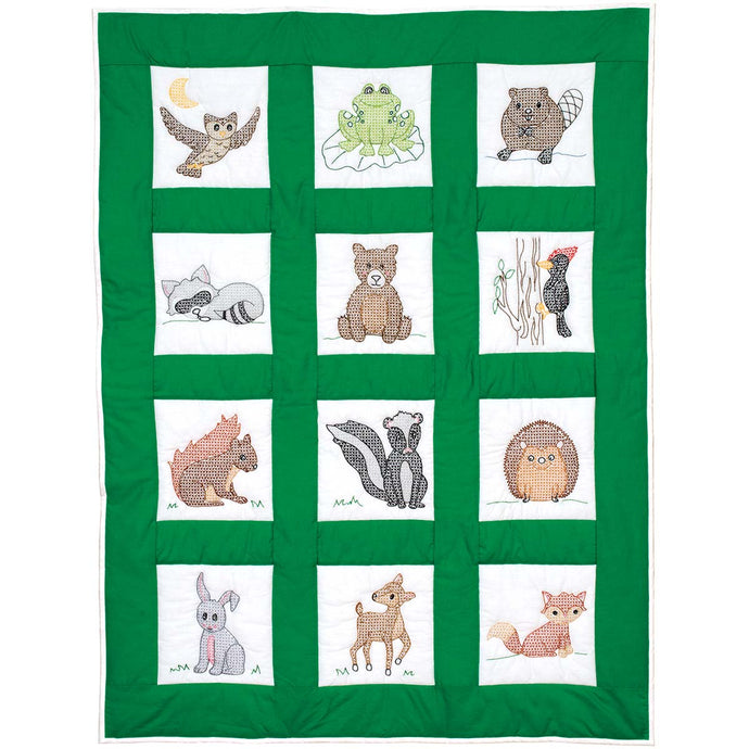 Woodland Animals 48 x 37 in. Nursery Quilt Blocks 300-744