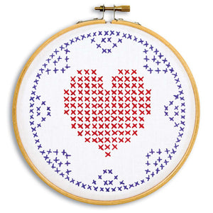 Cross-Stitch Heart & Lace Hoop Kit 4096-829