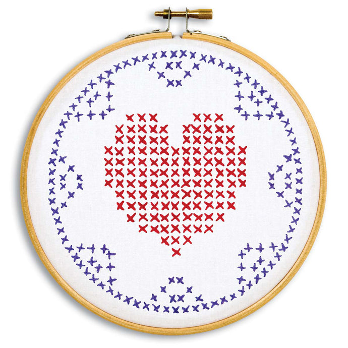 Cross-Stitch Heart & Lace Hoop Kit 4096-829