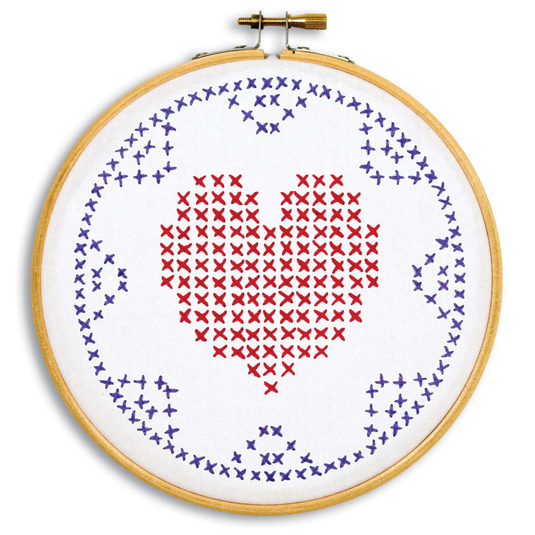 Cross-Stitch Heart & Lace Hoop Kit 4096-829