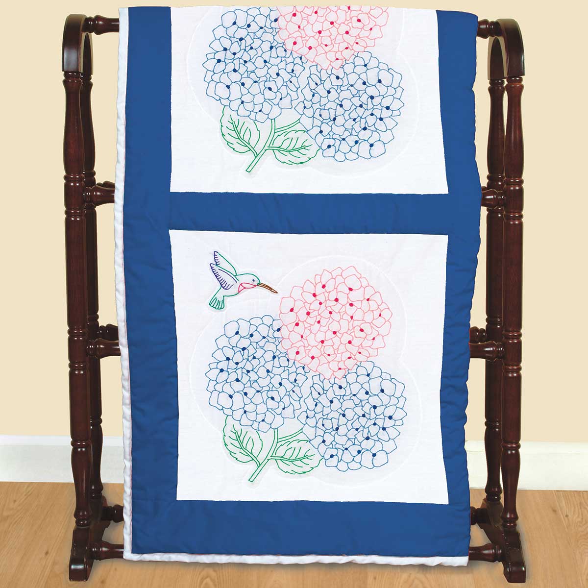 Polyester Classic Swing/Bench Cushion, 47 x 16x 3 - Blue Sky Hydrangea