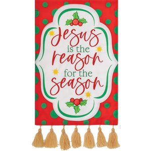 Fall & Winter Burlap Garden Flags jesus season