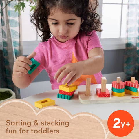 Wood Toddler Toy Shape Stacker, 13-Piece Wooden Sorting Activity HXV05