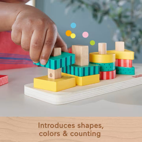 Wood Toddler Toy Shape Stacker, 13-Piece Wooden Sorting Activity HXV05