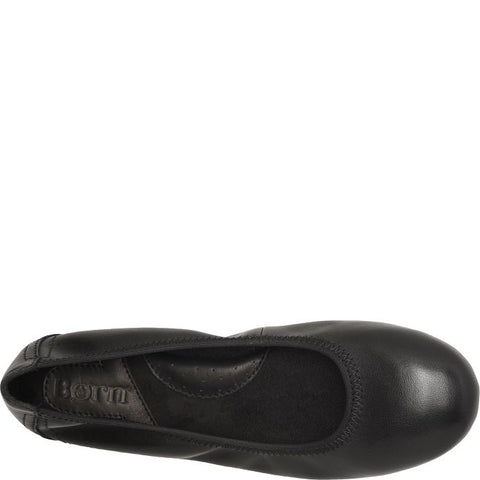 Top view of Born women's Julianne black dress flat shoe