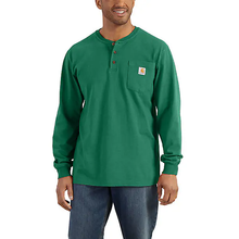 Hunter Green Carhartt Men's Henley Long Sleeve T-Shirt K128