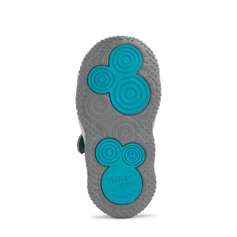 Western Chief boys' Shore Runner sandal in gray showing sole