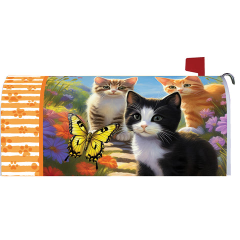 Mailbox cover showing Kittens & Butterflies