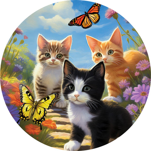 Custom Decor Suncatcher showing kittens & butterflies