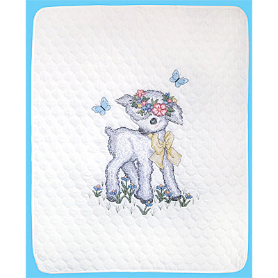 CUTE … OR WHAT? Baby Quilt, Stamped Cross Stitch Kit, finished