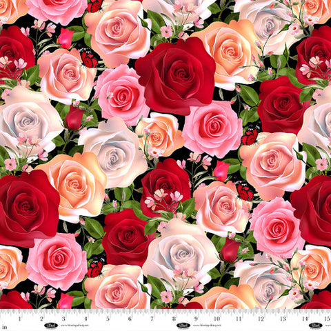 large roses, La Vie En Rose Collection Cotton Fabric 421
