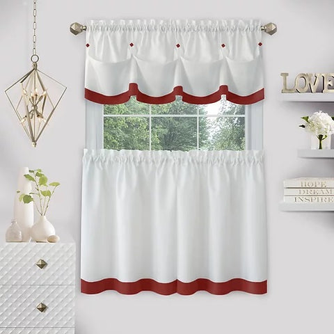 Achim Curtains Lana Tier And Valance 1728 Lava