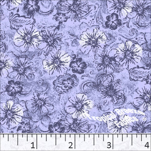 Poly Cotton Large Floral Print Dress Fabric Lavender