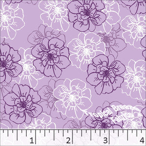 Standard Weave Big Blossom Print Poly Cotton Dress Fabric Lavender