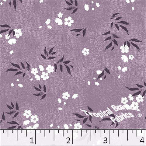 lavender, Standard Weave Floral Print Poly Cotton Fabric 6291