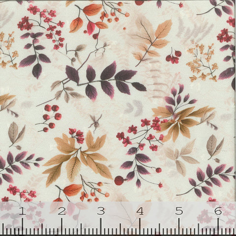 Leaf Print Swiss Dot Fabric 00015